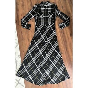 CHADWICKS Women's Tartan Plaid Button Front Maxi Shirt Dress Sz 8 NWOT